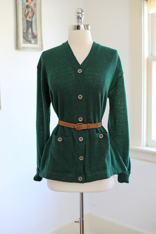 Vintage DEADSTOCK 1940s Knit Cardigan - Pine Green All-Wool Lambswool Sporty Knitwear Sweater w Pockets - Choose Yours!