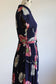 Vintage 1940s Dress - Luscious Midnight Cobalt + Chartreuse/Lime Massive Peony Flower Print Sundress Size XS to S