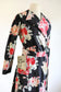 Vintage 1940s Dressing Gown - Volup! Black Red Rose Print Lingerie Cotton Hostess House Coat Size L to XL