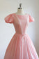 Vintage 1950s - 1960s Dress - Girly Pastel Pink w Pintucks + Lace Cotton Full Skirt Sundress Size S