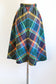 Vintage 1970s Skirt - Cozy Wool Rainbow Autumn Plaid Bias High Waist Size Small