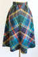 Vintage 1970s Skirt - Cozy Wool Rainbow Autumn Plaid Bias High Waist Size Small