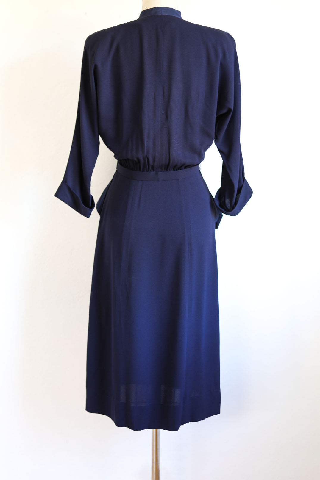 Vintage 1940s Designer Dress - Stellar High-Style Blue Rayon/Taffeta Samuel Grossman w Witchy Crescent Moons Size XS to Small