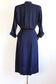 Vintage 1940s Designer Dress - Stellar High-Style Blue Rayon/Taffeta Samuel Grossman w Witchy Crescent Moons Size XS to Small
