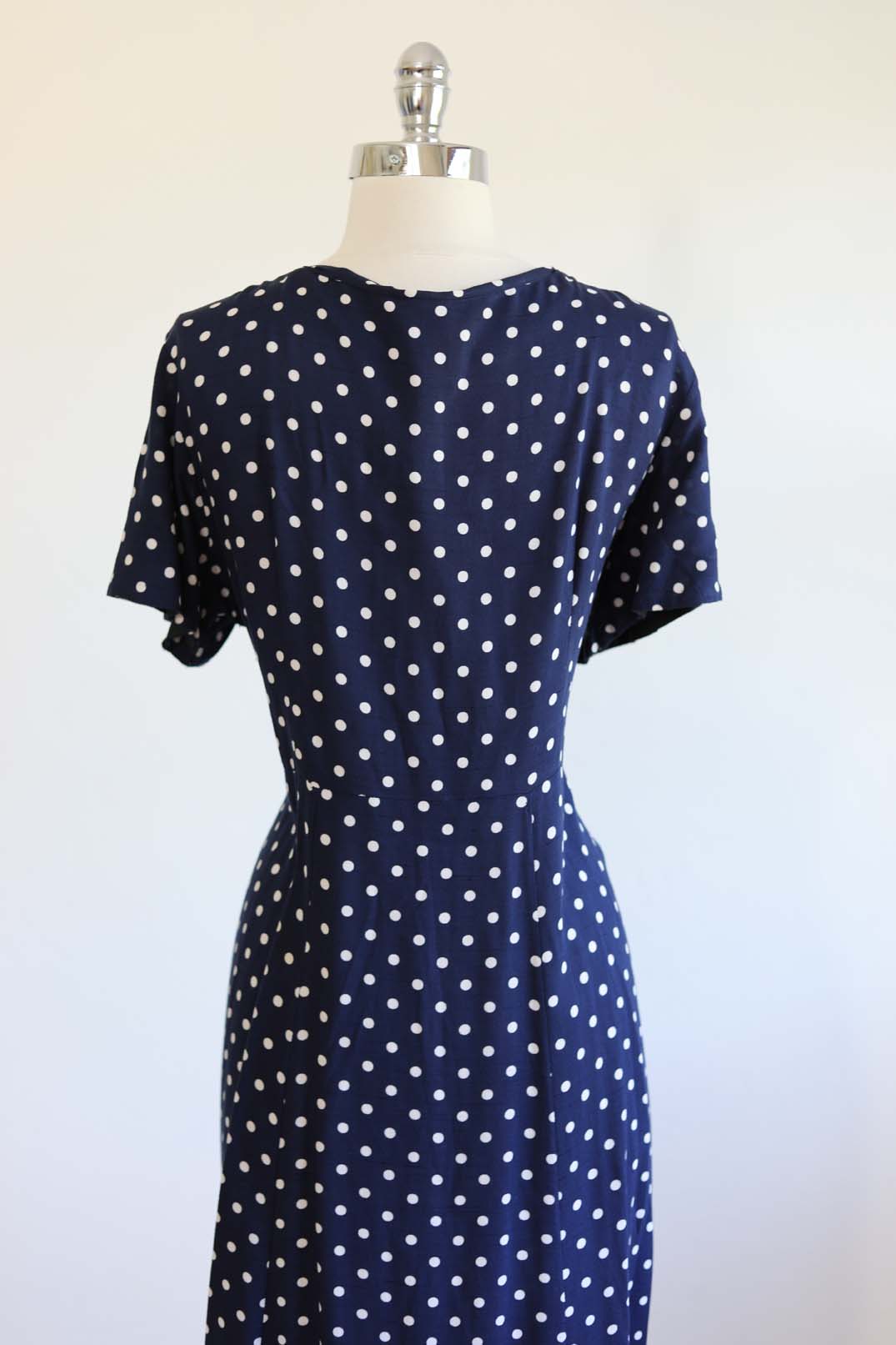 Vintage 1940s Dress - VOLUP Navy Blue White Swingy Cotton-y Rayon Frock w Sailor Novelty Buttons As-is Size XL