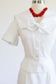 Vintage 1940s Summer Suit - CRISP White Tropical Sailor Cotton Pique Peplum Jacket + A-line Skirt Size S - M