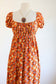 Vintage 1970s Maxi Sundress - Slinky Soft Jersey Autumn Mod Flowers Joy Stevens Dress w Puff Sleeves Size XS to M