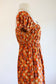 Vintage 1970s Maxi Sundress - Slinky Soft Jersey Autumn Mod Flowers Joy Stevens Dress w Puff Sleeves Size XS to M