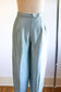Vintage 1980s does 1960s Stirrup Pants - Sexy Ice Blue-Green Polished Cotton Rayon Side Zip Stretch Slacks Size L W32"