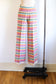Vintage 1960s to 1970s Wide Leg Pants - "Miss Pat" Designer Linen w Rainbow Embroidery People Slacks Size M
