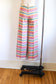 Vintage 1960s to 1970s Wide Leg Pants - "Miss Pat" Designer Linen w Rainbow Embroidery People Slacks Size M