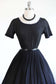Vintage 1950s Dress - SUMMER GOTH Black + Midnight Blue Gauze Cotton L'Aiglon Sundress w Embellished Hem Size S
