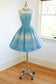 Vintage 1950s Dress - Blue + Ivory Plaid Gingham Brigette Bardot Woven Border Kittenish Cotton Sundress Size S