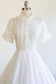 Vintage 1950s Dress - ETHEREAL White Gauze Cotton Batiste Shirtwaist w Lace Trim Size M to L