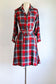 Vintage 1940s Plaid Dress - Jaunty Red Grey Wool Flannel Swing Shirtwaist w Belt Size M