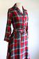 Vintage 1940s Plaid Dress - Jaunty Red Grey Wool Flannel Swing Shirtwaist w Belt Size M