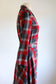 Vintage 1940s Plaid Dress - Jaunty Red Grey Wool Flannel Swing Shirtwaist w Belt Size M