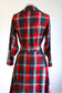 Vintage 1940s Plaid Dress - Jaunty Red Grey Wool Flannel Swing Shirtwaist w Belt Size M
