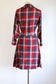 Vintage 1940s Plaid Dress - Jaunty Red Grey Wool Flannel Swing Shirtwaist w Belt Size M
