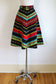 Vintage 1970s Skirt - Striking Wool Black Rainbow Serape Bias High Waist w Rare Belt Size S