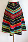Vintage 1970s Skirt - Striking Wool Black Rainbow Serape Bias High Waist w Rare Belt Size S