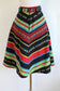 Vintage 1970s Skirt - Striking Wool Black Rainbow Serape Bias High Waist w Rare Belt Size S