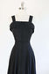 Vintage 1940s Dress - WARDROBE WORKHORSE Butcher Linen Swingy Jumper Pinafore Sundress in Black Size M to L