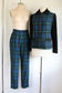 Vintage 1950s to 1960s Pantsuit - Pendleton Wool Plaid Sporty Jacket + Cigarette Pants Rare Knitwear Size S to M