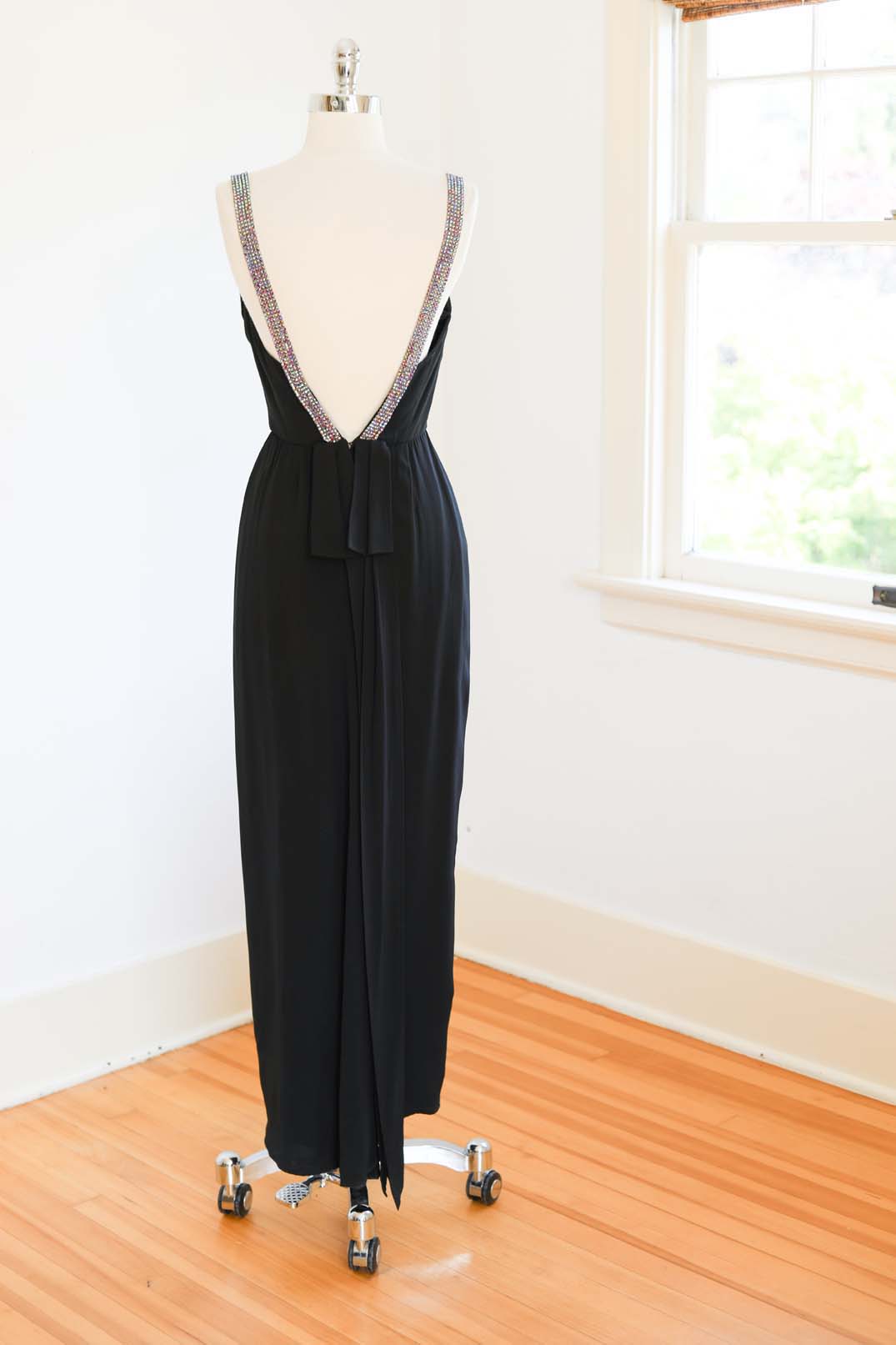 Vintage 1950s Dress - TOTAL BOMBSHELL Draped Designer Edward Abbot Gown w AB "Ruby" Rhinestone Straps Size XS to S