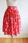 Vintage 1930s - 1940s Skirt - DARLING Strawberry Red White Grey Palm Tree Novelty Print Skirt Size XS - S