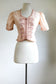 Vintage 1930s Metal Zipper Jacket Blouse - Lingerie Pink Soutache Puff Sleeve Zip-up Top Size XS to Small