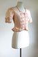 Vintage 1930s Metal Zipper Jacket Blouse - Lingerie Pink Soutache Puff Sleeve Zip-up Top Size XS to Small