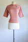 Vintage 1940s - 1950s Sweater Top - "Marinette" Ballet Pink Wool Boucle Knit Batwing Pullover Size M to XL