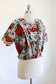 Vintage 1930s to 1940s Tropical Blouse - SUMMERY Middy Top in Saturated Red Green Black Hibiscus Print Size M