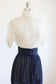 Vintage 1940s Dress - SPLENDID Summery Midnight Blue Polka Dot Sheer Nylon Balloon Sleeve Shirtwaist Size XS