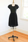 Vintage 1930s to 1940s Dress - SUMMER GOTH Black Mesh Junior's Frock Rayon w Double Girly Waist Bow Size XS to S