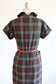 Vintage 1950s Dress - PERT + SASSY Pine Green Cocoa Cherry Tartan Plaid Wiggle Cotton w Hip Pockets Size M