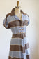 Vintage 1940s Dress - SOFT + SUPER CUTE Cotton Chambray Shirtwaist in Delphite, Cocoa, White Stripes Size L to XL