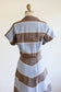 Vintage 1940s Dress - SOFT + SUPER CUTE Cotton Chambray Shirtwaist in Delphite, Cocoa, White Stripes Size L to XL