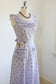 Vintage 1940s Dress - DARLING Violet Rose Print Gingham Plaid Cotton Pinafore Jumper Sundress Size S - M