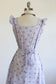 Vintage 1940s Dress - DARLING Violet Rose Print Gingham Plaid Cotton Pinafore Jumper Sundress Size S - M