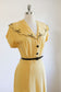 Vintage 1940s Dress - FLOWY + PRETTY Honey + Coffee Butcher Linen Shirtwaist Babe Size L - XL