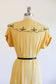 Vintage 1940s Dress - FLOWY + PRETTY Honey + Coffee Butcher Linen Shirtwaist Babe Size L - XL