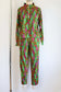 Vintage 1960s Psychedelic Pant Suit - Acid Neon Print Designer Metal Zip-up Top + Cigarette Pants Size M