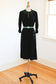 Vintage 1940s Dress - SOPHISTICATED Black Rayon w Aqua Beaded Pinwheels Cocktail Dress Size M - L