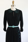 Vintage 1940s Dress - SOPHISTICATED Black Rayon w Aqua Beaded Pinwheels Cocktail Dress Size M - L