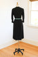 Vintage 1940s Dress - SOPHISTICATED Black Rayon w Aqua Beaded Pinwheels Cocktail Dress Size M - L