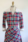 Vintage 1930s Dress - DARLING Red Blue Green Plaid Beauty w Dagger Collar + Optional Bustle Butt Size XS - S