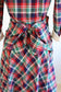 Vintage 1930s Dress - DARLING Red Blue Green Plaid Beauty w Dagger Collar + Optional Bustle Butt Size XS - S