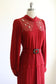 Vintage 1930s Dress - UNBELIEVABLE Bishop-Sleeved Wine/Paprika Red Belted Crepe w Soutache + Fishnet Mesh Size M - L